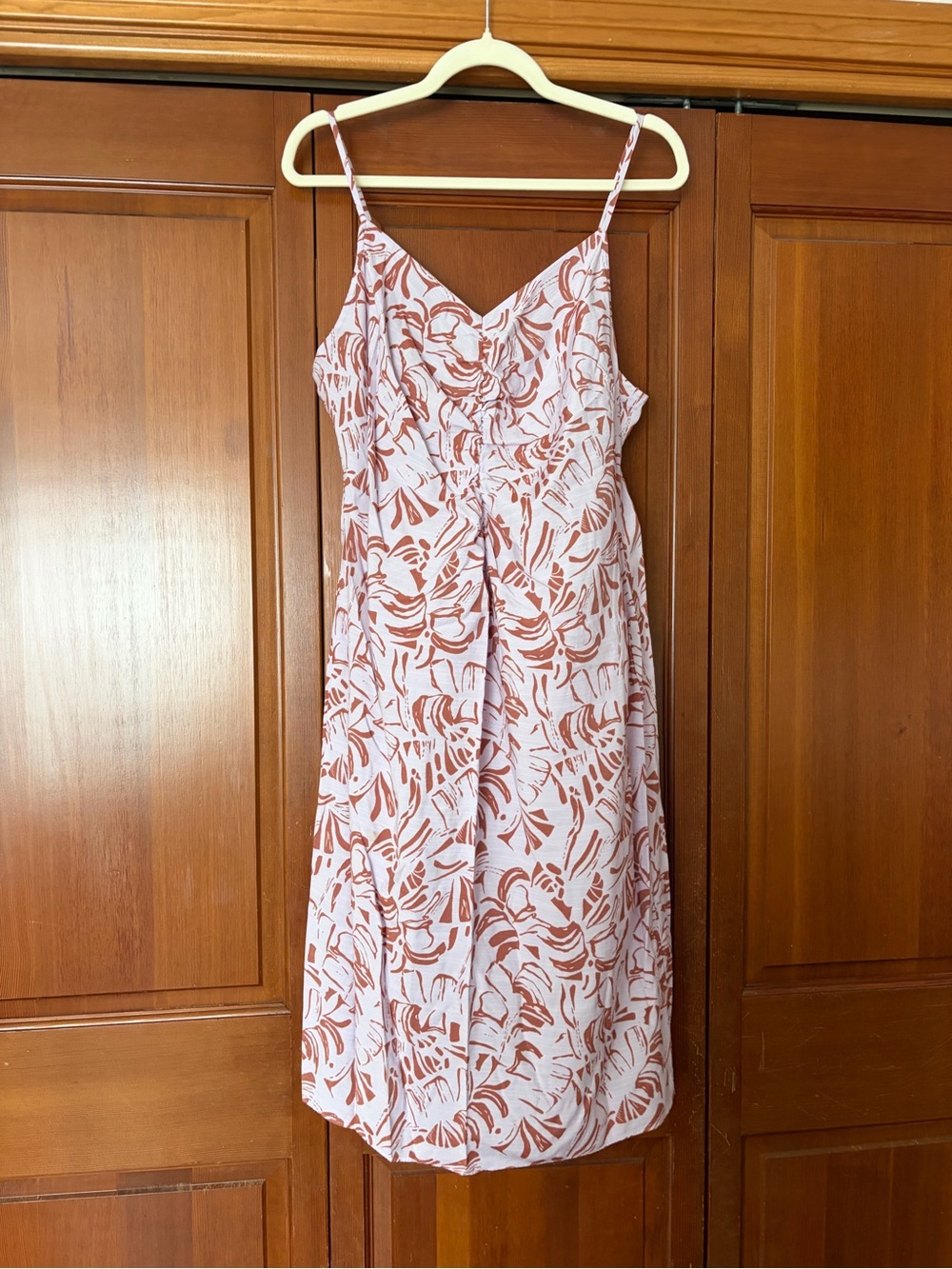 Nine West White Midi Dress with Rust Botanical Print